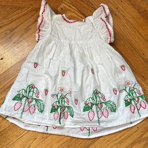 Stella McCartney White and Red Embroidered Strawberry 6M Dress